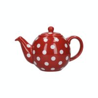 Theepot Rood Met Witte Stippen London Pottery 4kops 900ml